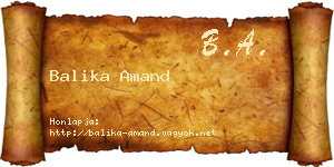 Balika Amand névjegykártya